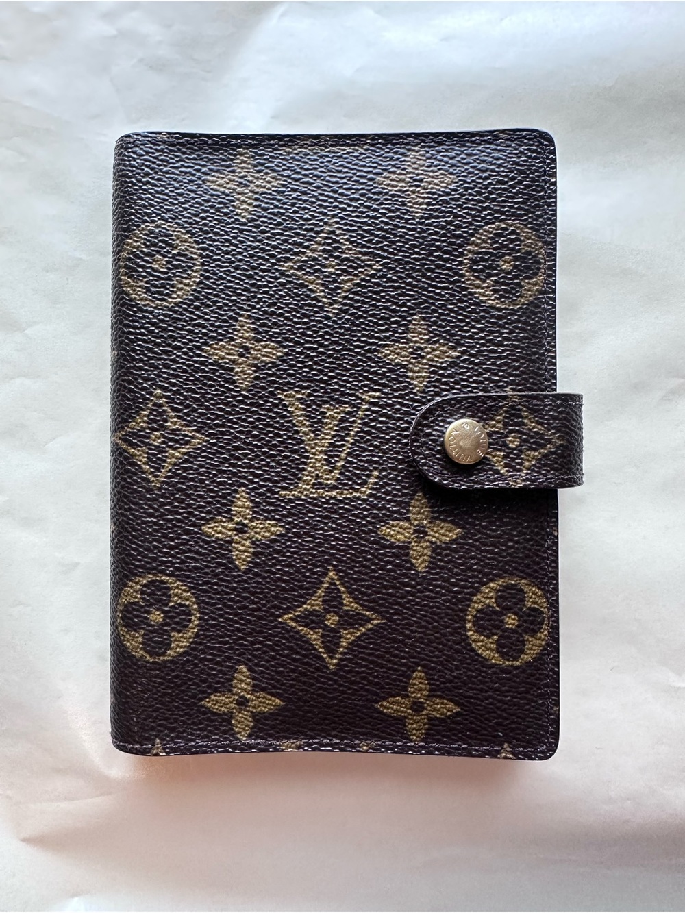Louis Vuitton Vintage Monogram Snap Small Agenda in Brown and Gold